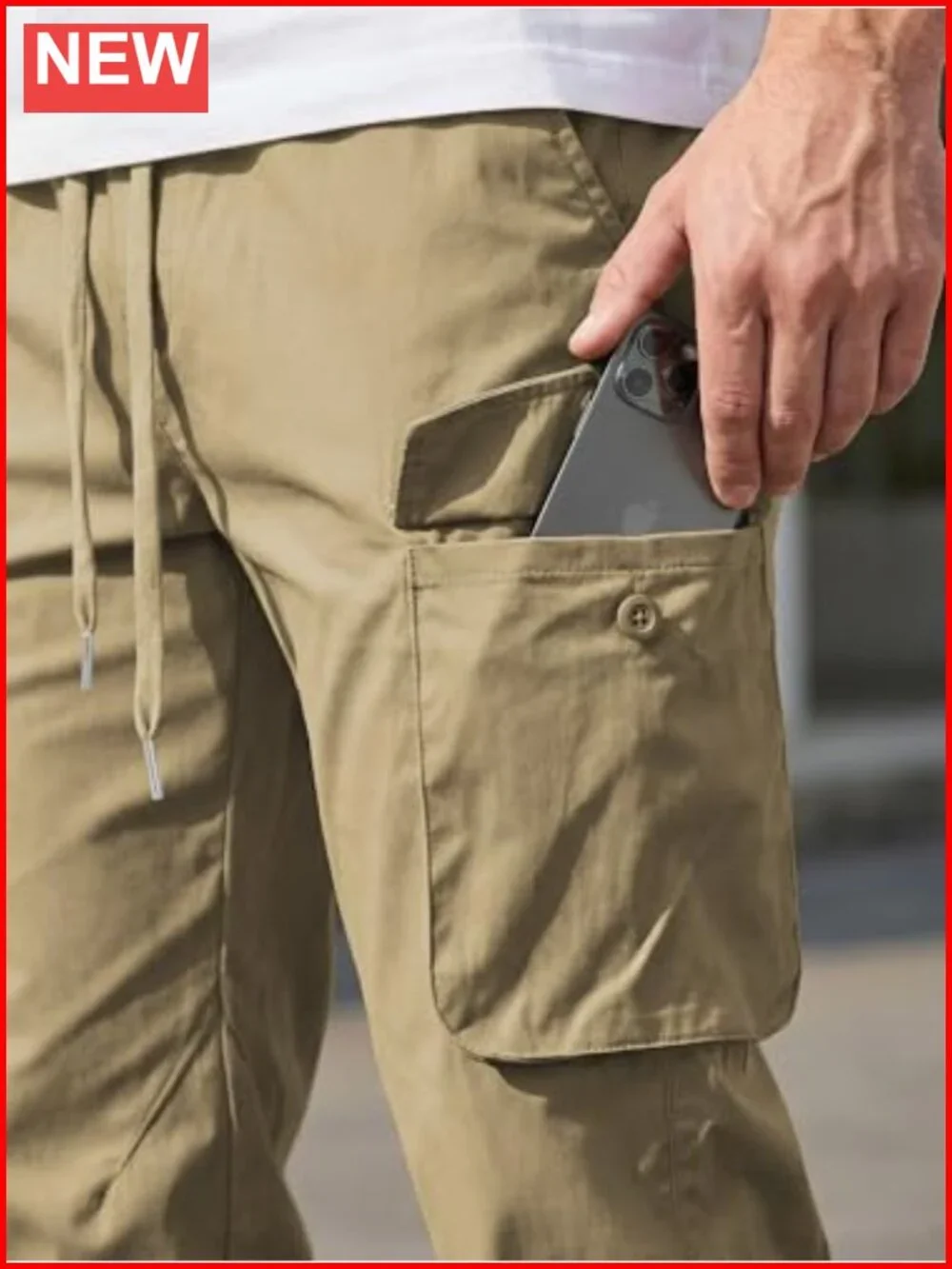 Men's Cargo Joggers Sweatpants with Pockets Elastic Waist Drawstring Tapered